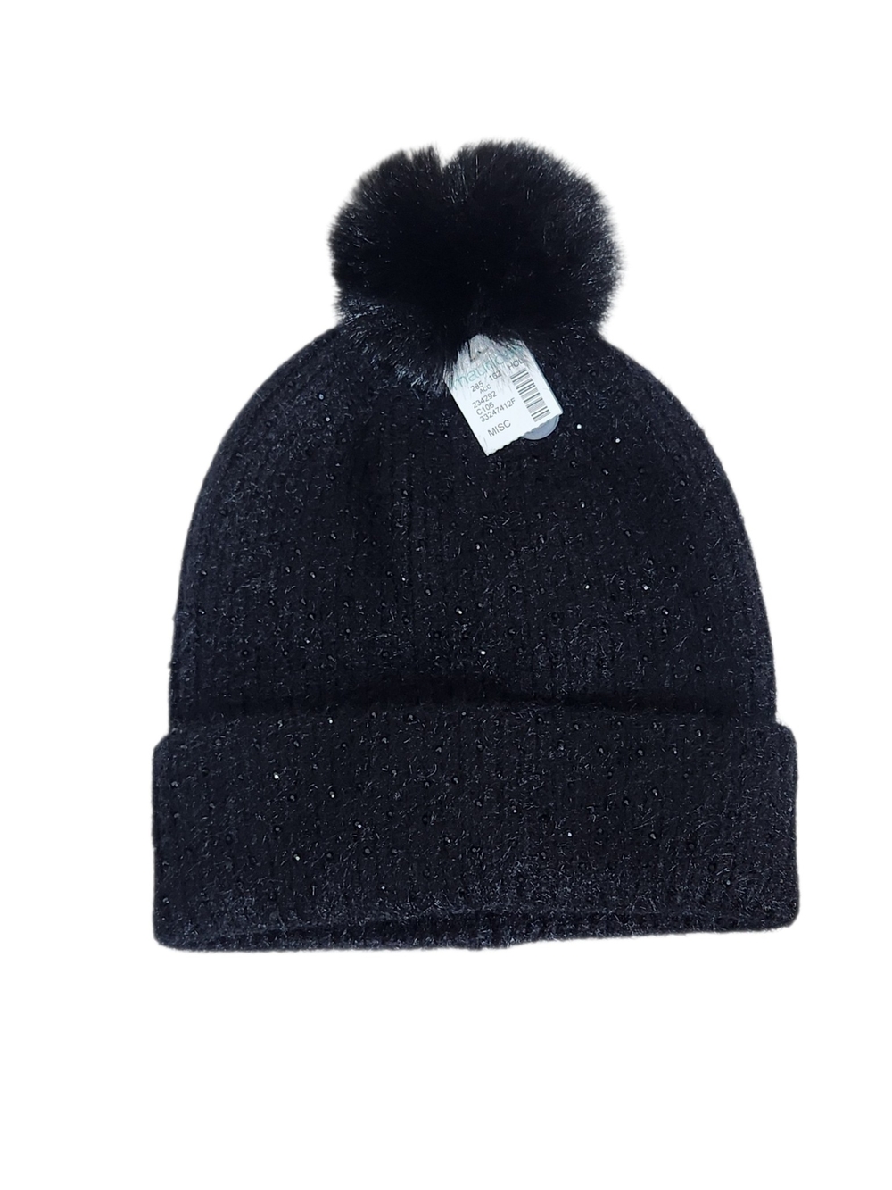 Maurices Black Knit Pom Pom Beanie One Size NWT